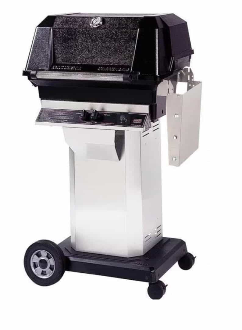 MHP JNR4DD - 37-Inch 2-Burner Stainless Cart Grill with Stainless Steel Shelves and SearMagic Grids - Liquid Propane Gas - JNR4DD-PS + OCOL + OM-P - image 1