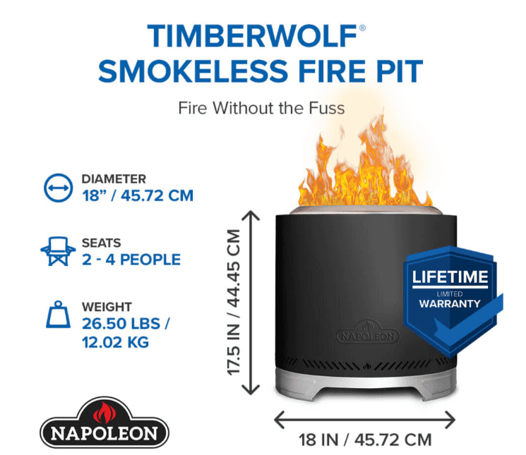 Napoleon Timberwolf® Smokeless Fire Pit 18-inch, Matte Black- NWFPMTI-PHM - image 3