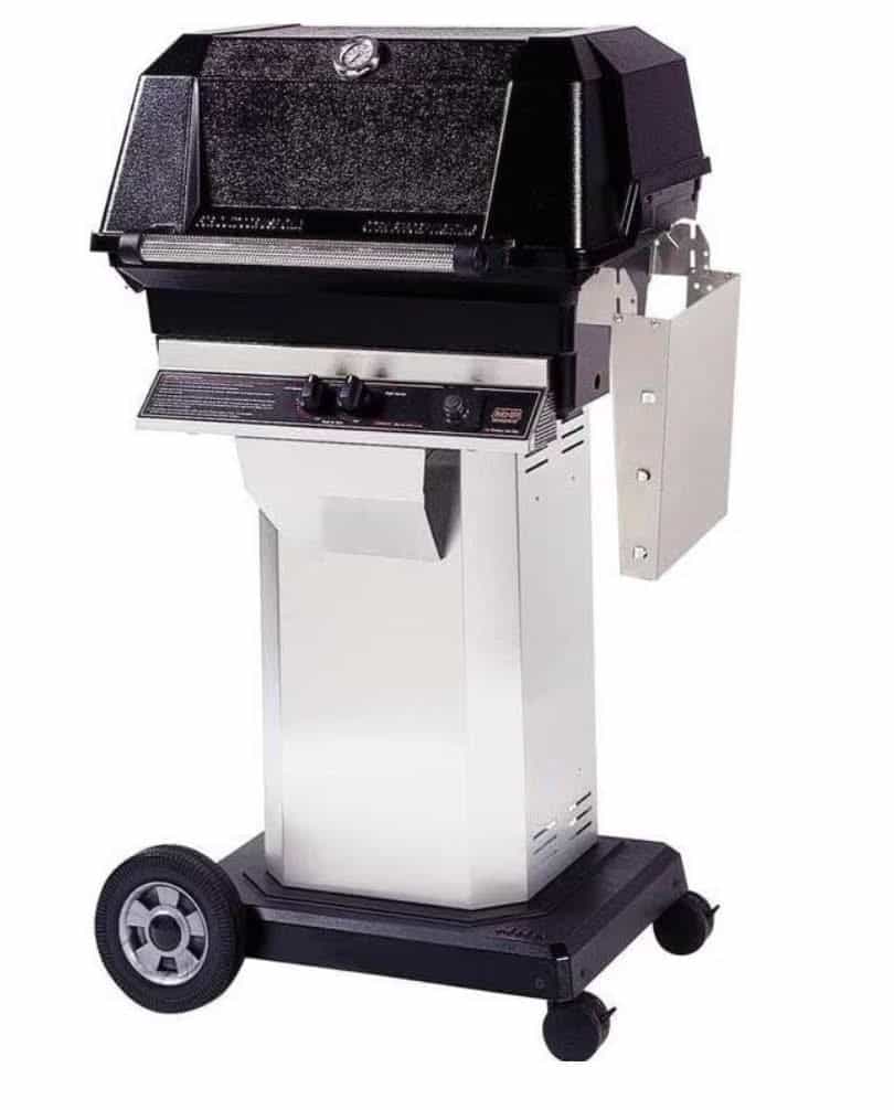 MHP JNR4DD - 37-Inch 2-Burner Stainless Cart Grill with Stainless Steel Shelves and Stainless Grids - Liquid Propane Gas - JNR4DD-P + OCOL + OM-P - image 1