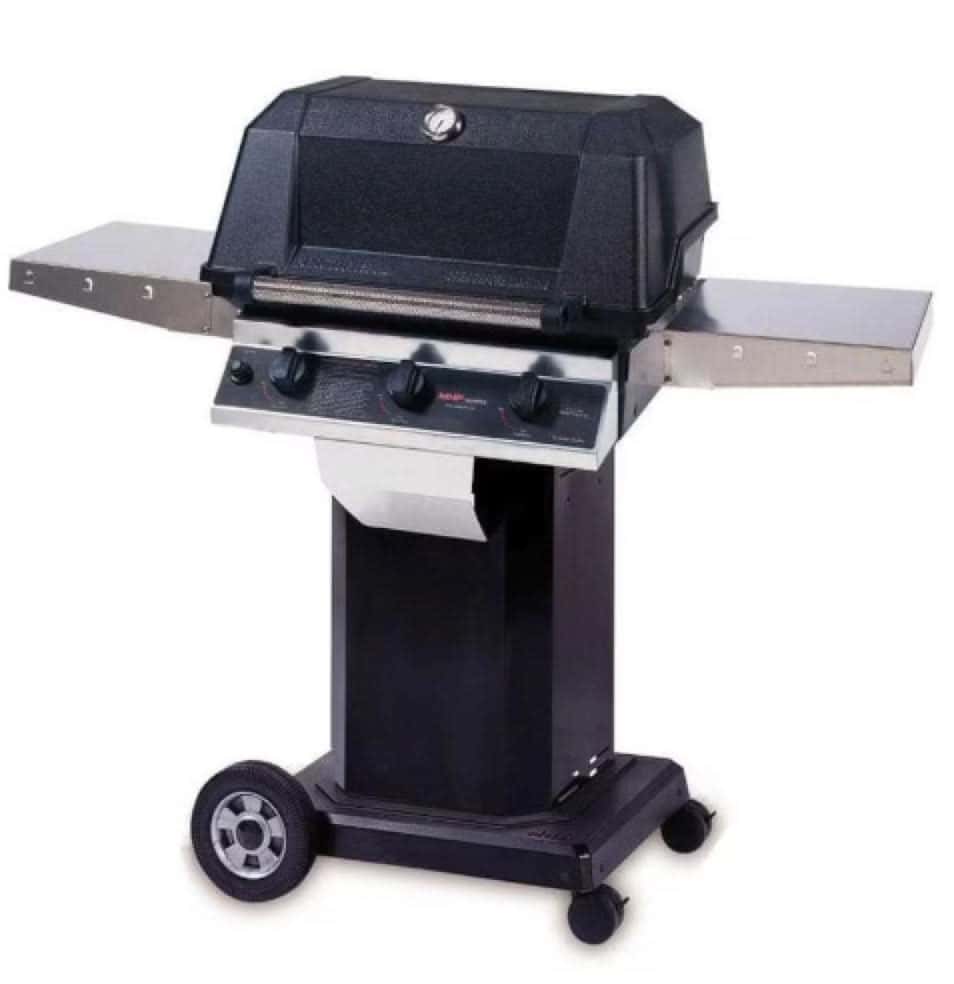 MHP Tri-Burn W3G4DD - 57-Inch 3-Burner Black Cart Grill with Sear MagicGrids - Natural Gas - W3G4DD-NS + OCOLB + OM-N