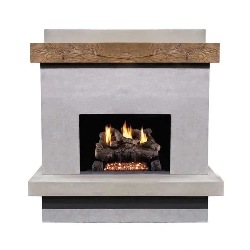 American Fyre Designs 68 1/2 Inch Vented Wall Mount Outdoor Brooklyn Smooth Fireplace - French Barrel Oak- 060-CG-N-FO-RBC