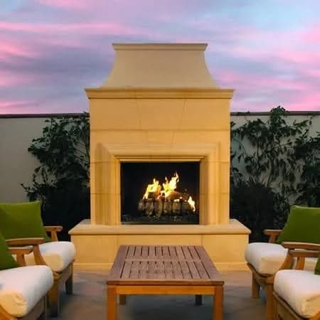 American Fyre Designs 95 Inch Vent-Free Free-Standing Outdoor Cordova Fireplace, 16 Inch Rectangle Bullnose, No Recess, Black Lava, Key Value on the RIGHT/Gas Source out the BACK- 122-20-N-BA-RBC - image 2