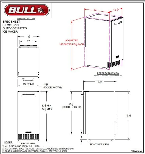 Bull Outdoor Rated Commercial Ice Maker 15" Stainless Steel, 62lbs - 13200 - image 3