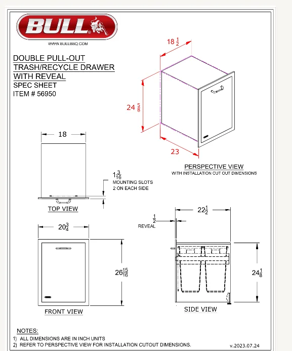 Bull Double Pull Out Trash/ Recycle Drawer (8 Gallon) w/ Reveal - 56950 (Old Sku 56935) - image 5