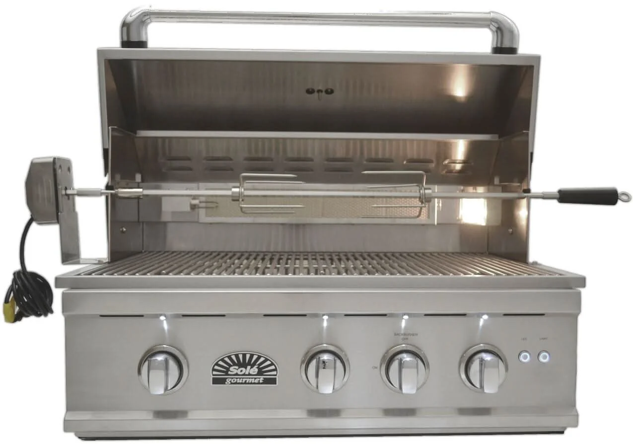 Sole Gourmet TR Series - 32-Inch 3-Burner Built-In Grill with Lights and Rotisserie - Natural Gas - 321BQRTRL - image 2