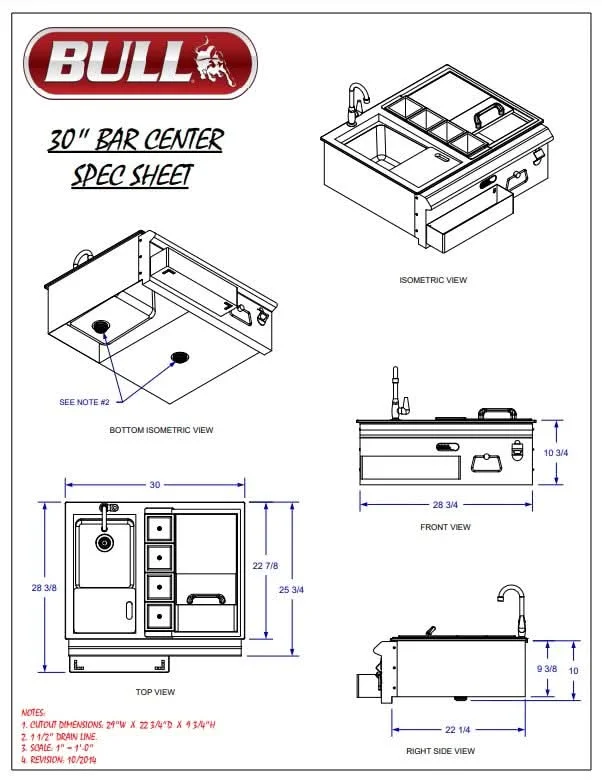 Bull 30-Inch Stainless Steel Slide-In Bar Center W/ Ice Chest & Sink - 97623 - image 3