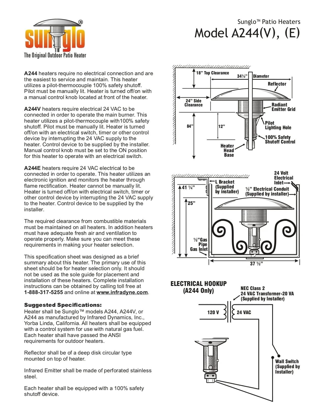 Sunglo Hanging Patio Heater with Electronic Ignition - A244VE - image 3