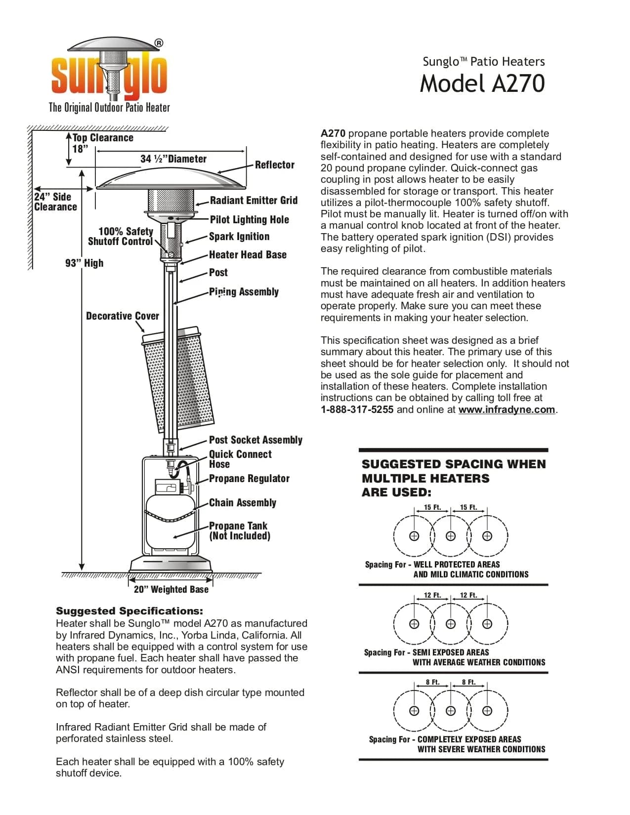 Sunglo A270 Black Stainless Steel Freestanding Liquid Propane Gas - A270BK - image 3