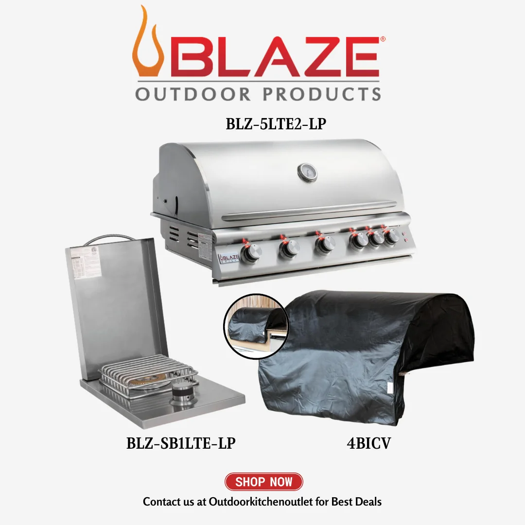 Blaze Outdoor Basic Package Premium LTE 40-inch 5 Burner Grill Package with Cover, Side Burner LP
