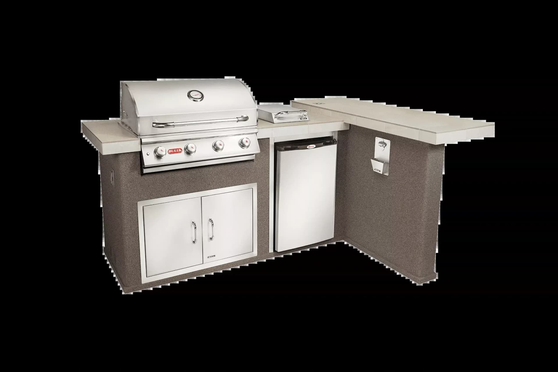 Bull Island Luxury Q Outdoor L-Shaped Kitchen & Grill Quartzsite Base - 31026-LP