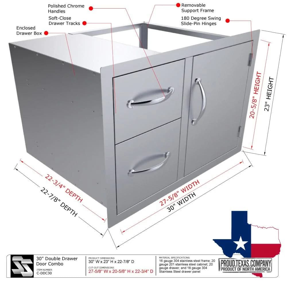 Sunstone Classic Series 30 Double Drawer Door Combo - C-DDC30 - image 3