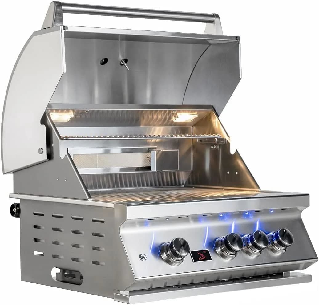 Bonfire Whistler - 28-Inch 3-Burner Built-In LP Grill with Side Burner Door/Drawer Combo and Smoker Box - PCKG2CBB3-LP-DDSMKBX - image 4