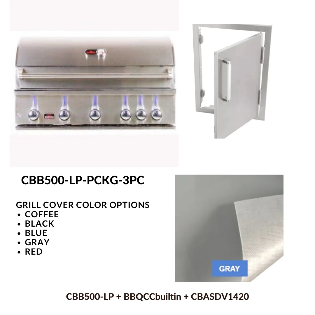 Whistler Basic Package 5 burner Built-in gas Grill with Stainless Steel Access door and Custom Grill cover with 5 year warranty LP