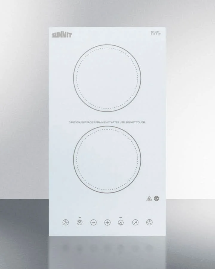 Summit 12 Wide 115V 2-Burner Radiant Cooktop White - CR2B15T2W