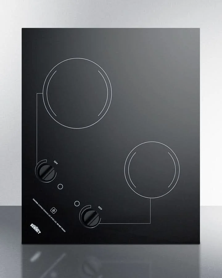 Summit 21 Wide 230V 2-Burner Radiant Cooktop Black - CR2B223G