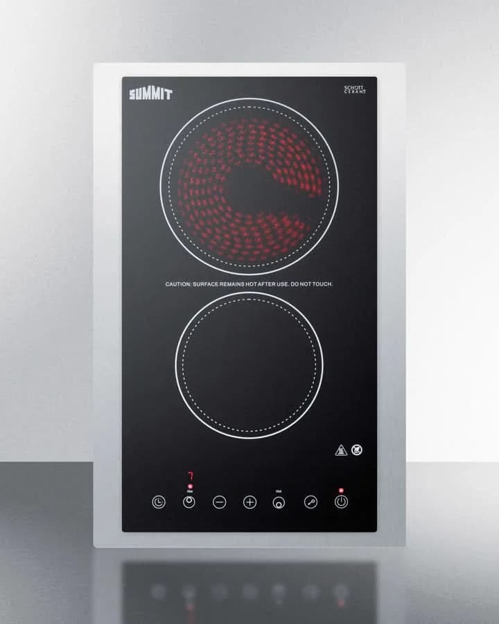 Summit 15 Wide 230V 2-Burner Radiant Cooktop Black - CR2B23T3BTK15 - image 2