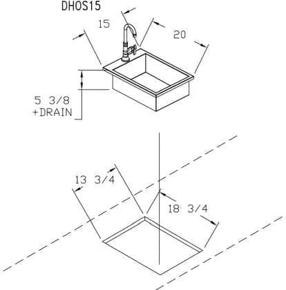 Delta Heat 15-Inch Drop-In Outdoor Rated Bar Sink With Cold Water Faucet - DHOS15 - image 2