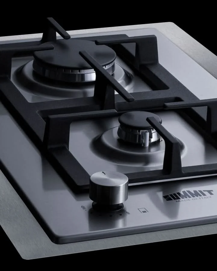 Summit 15 Wide 2 Burner Gas Cooktop In Stainless Steel - GCJ2SSTK15 - image 8