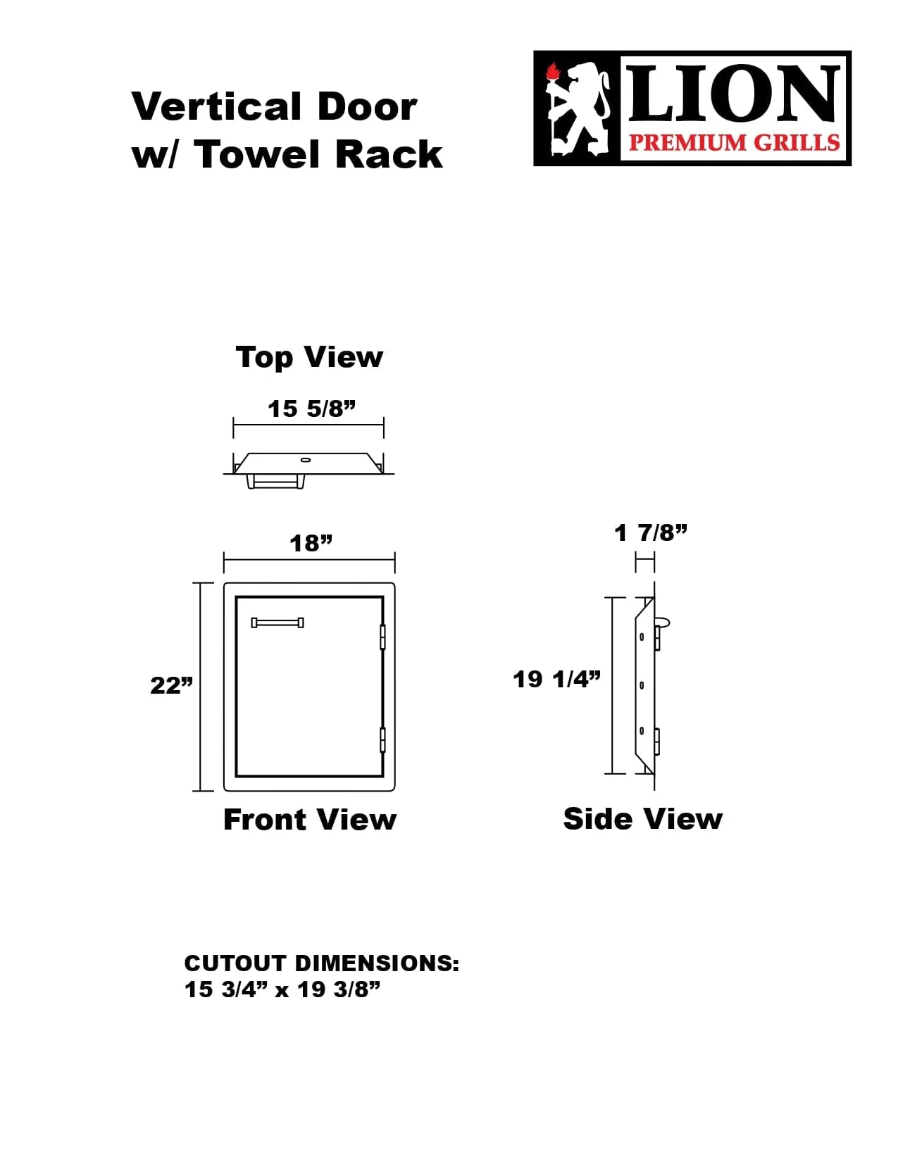 Lion 17 Inch Access Door With Towel Rack - L62945 - image 3