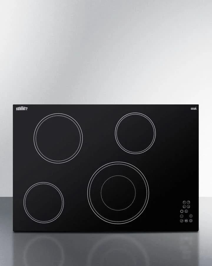 Summit - 30 Wide 208-240V 4-Burner Radiant Cooktop - CR4B30T11B