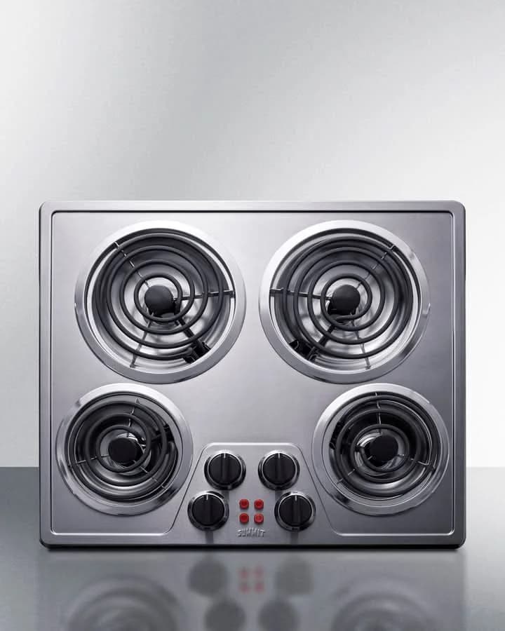 Summit - 24 Wide 240V 4-Burner Coil Cooktop - CR4SS24