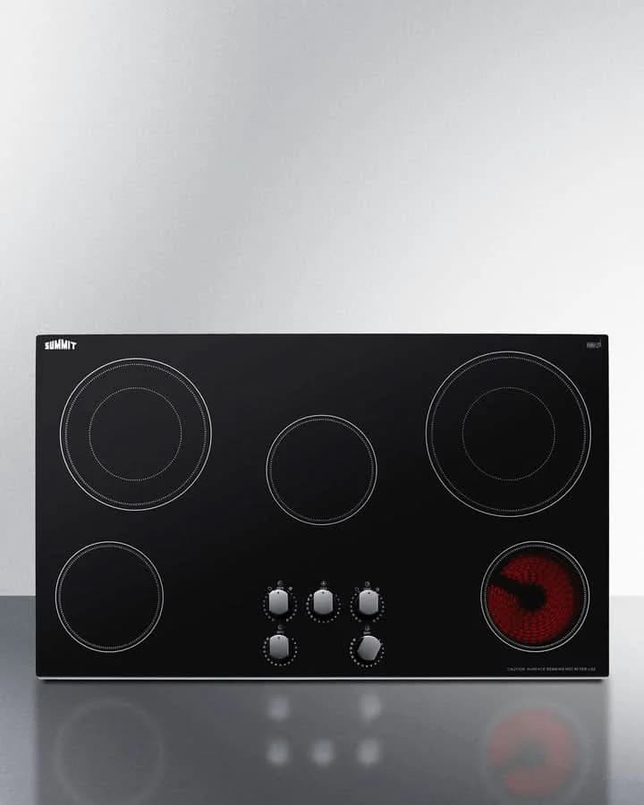 Summit - 36 Wide 208-240V 5-Burner Radiant Cooktop - CR5B36MB - image 5