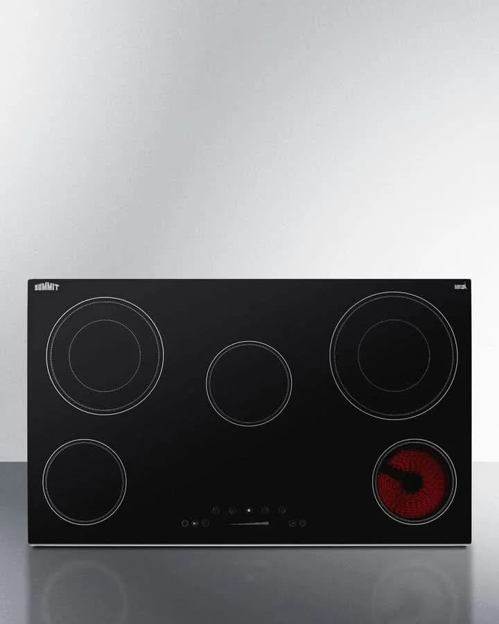 Summit - 36 Wide 208-240V 5-Burner Radiant Cooktop - CR5B36T9B - image 8