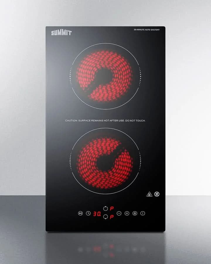 Summit - 12 Wide 115V 2-Burner Radiant Cooktop With Safety Shutoff - CRH2BT30115 - image 9