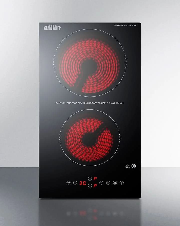Summit - 12 Wide 230V 2-Burner Radiant Cooktop With Safety Shutoff - CRH2BT30230 - image 9