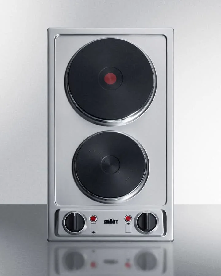 Summit - 12 Wide 230V 2-Burner Solid Disk Cooktop - CSD2B230