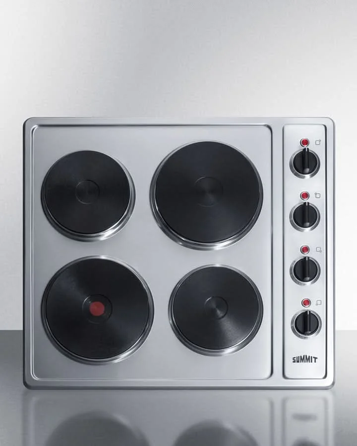 Summit - 24 Wide 230V 4-Burner Solid Disk Cooktop - CSD4B24