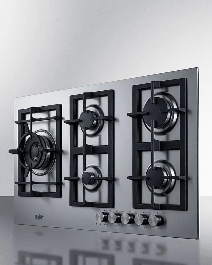 Summit - 34 Wide 5-Burner Gas Cooktop In Stainless Steel - GCJ536SS - image 2