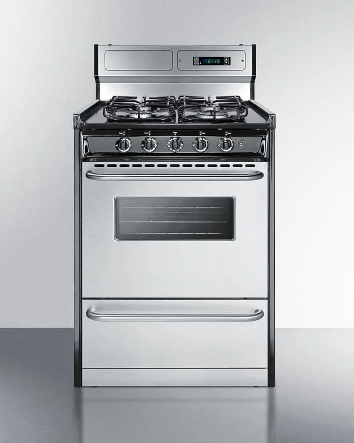 Summit - 24 Wide Gas Range, Sealed Burners - TTM6307BKSW