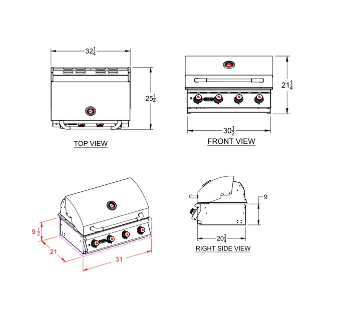 Grandeur Elite 32-inch Built-In 4 Burner Stainless Steel Bbq Grill with Infrared Burner - 32BBQElite - image 4