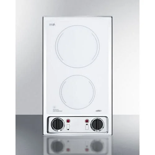 Summit - 12 Wide 115V 2-Burner Radiant Cooktop - CR2B120WH