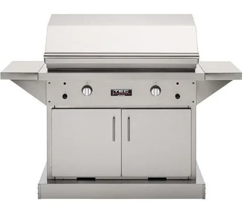 TEC Patio FR - 44-Inch 2-Burner Freestanding Infrared Grill - Liquid Propane Gas On Stainless Cabinet - PFR2LPCABS
