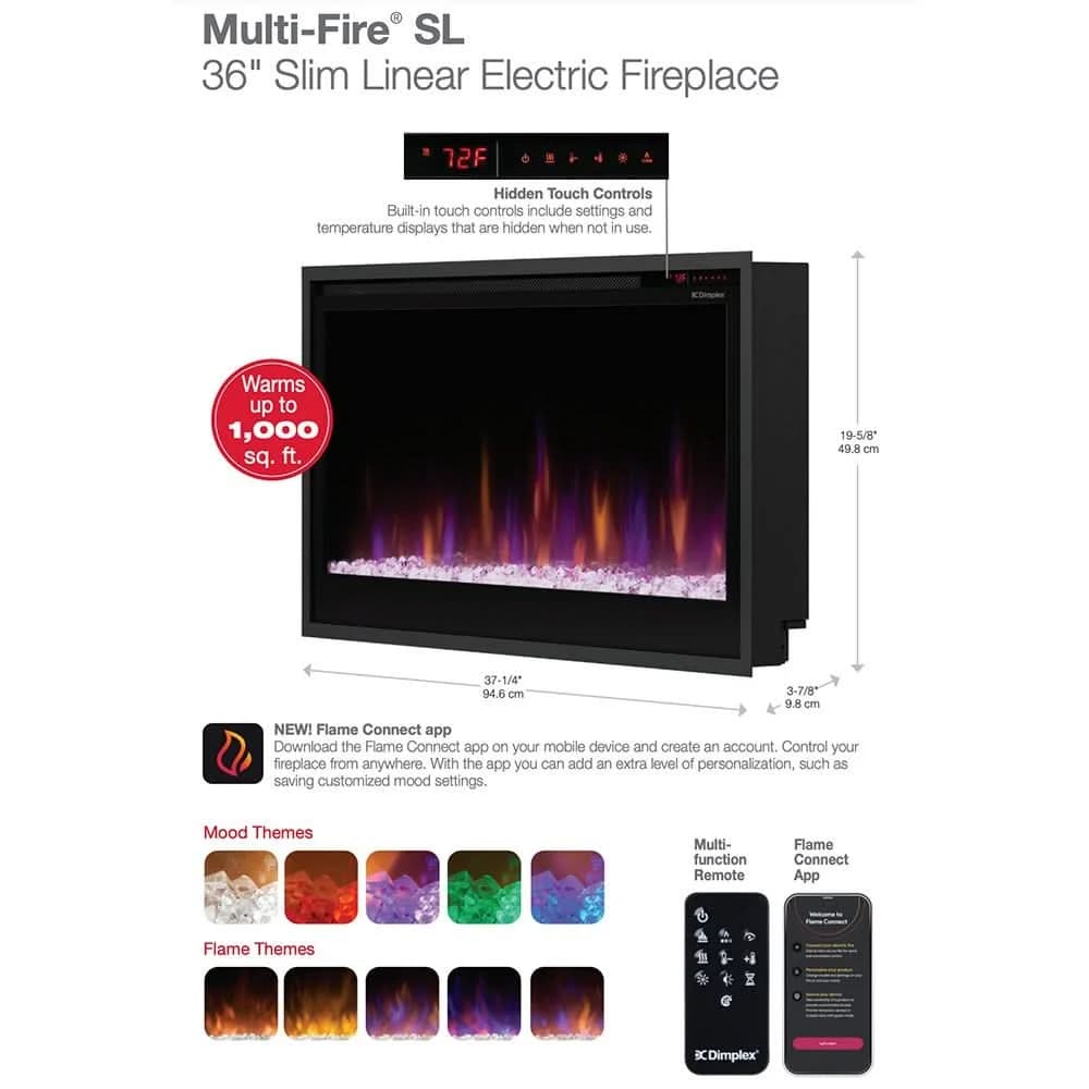 Dimplex Multi-Fire SL Built-In Electric Fireplace 36-Inch- PLF3614-XS - image 2