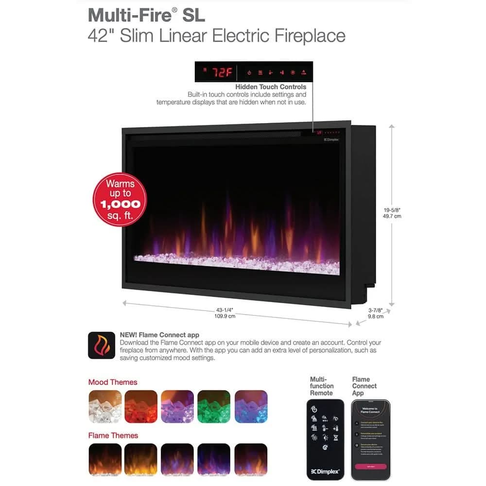 Dimplex Multi-Fire SL Built-In Electric Fireplace 42-Inch- PLF4214-XS - image 4