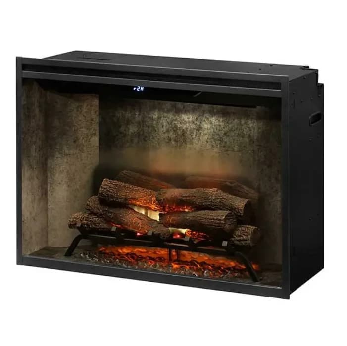 Dimplex Revillusion 36-inch Built-in Firebox with Glass Pane and Plug Kit Weathered Concrete- RBF36WC-FG