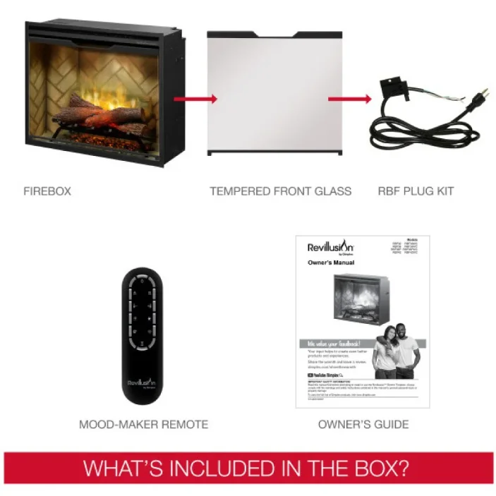 Dimplex Revillusion 42-inch Built-in Firebox with Glass Pane and Plug Kit Weathered Concrete- RBF42WC-FG - image 2