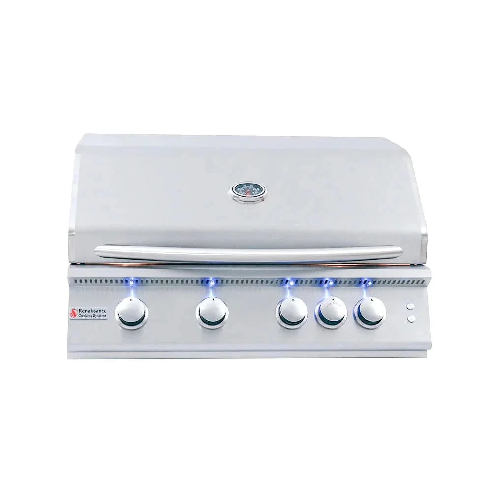 RCS Premier - 32-Inch 4-Burner Built-In Grill with Blue LED and Rear Burner - Natural Gas - RJC32AL - image 7