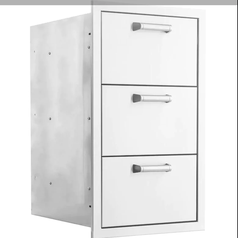 PCM 16-Inch Stainless Steel Triple Access Drawer, Contempo - BBQ-260-DRW3 + BBQ-350H-Handle (3) - image 4