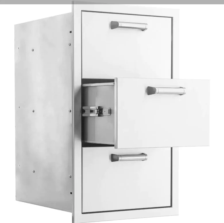 PCM 16-Inch Stainless Steel Triple Access Drawer, Contempo - BBQ-260-DRW3 + BBQ-350H-Handle (3) - image 2