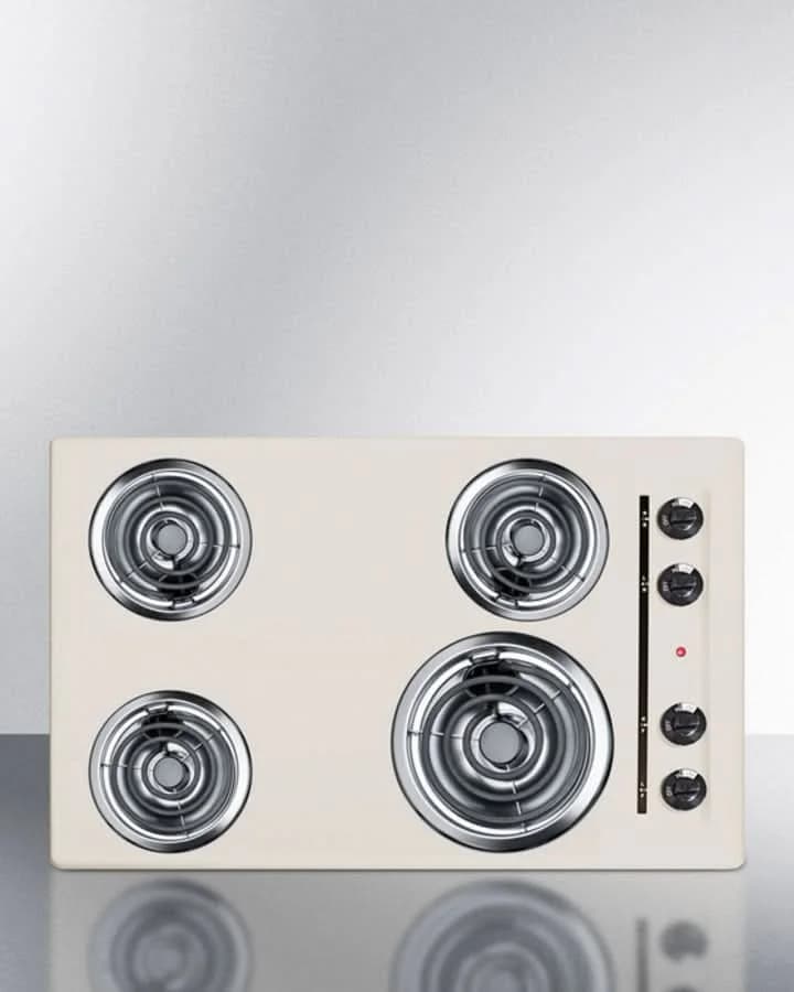 Summit 30 Wide 4-Burner Coil Cooktop Bisque - SEL05
