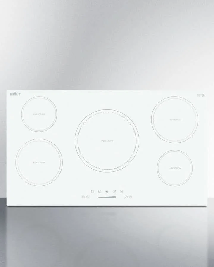 Summit 36 Wide 208-240V 5-Zone Induction Cooktop White - SINC5B36W