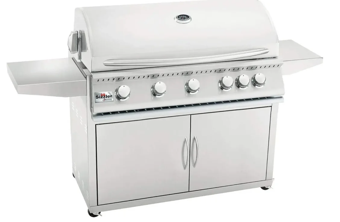 Summerset Sizzler - 40-Inch 5-Burner Freestanding Grill with Rear Infrared Burner - Natural Gas - SIZ40-NG + CART-SIZ40