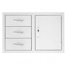 Summerset 33 Inch Stainless Steel Flush Mount Access Door & Triple Drawer Combo - SSDC3-33