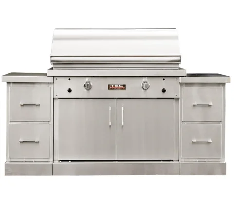 TEC Sterling Patio FR - 44-Inch 2-Burner Infrared Grill - Liquid Propane Gas on Stainless Steel Island - STPFR2LPISL