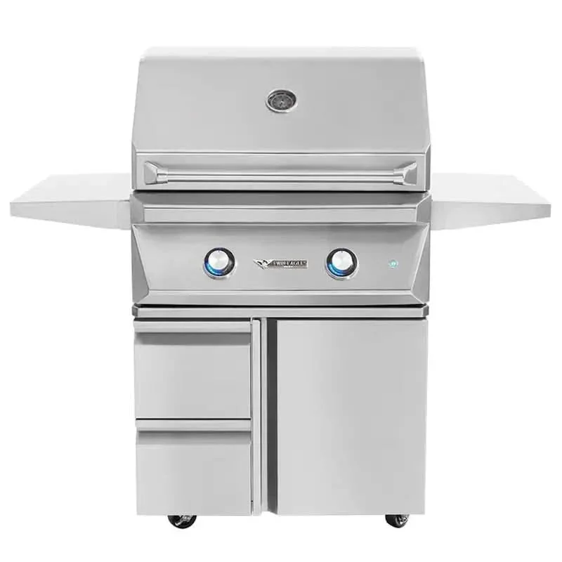Twin Eagles - 30-Inch 2-Burner Freestanding Grill - Liquid Propane Gas - TEBQ30G-CL + TEGB30SD-B