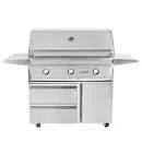 Twin Eagles - 42-Inch 3-Burner Freestanding Grill On Deluxe Cart - Liquid Propane Gas - TEBQ42G-CL + TEGB42SD-B